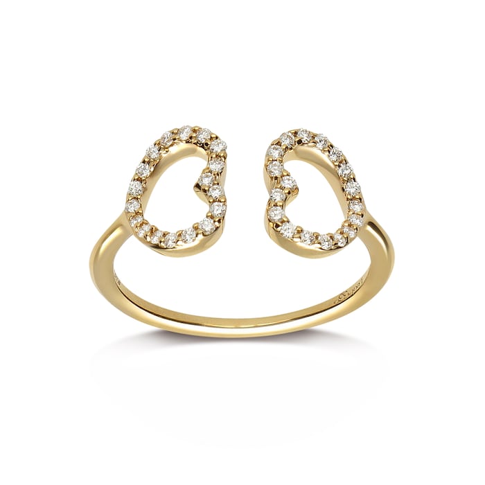 Betteridge 18k Yellow Gold 0.22cttw Diamond 2 Open Heart Ring Size 7