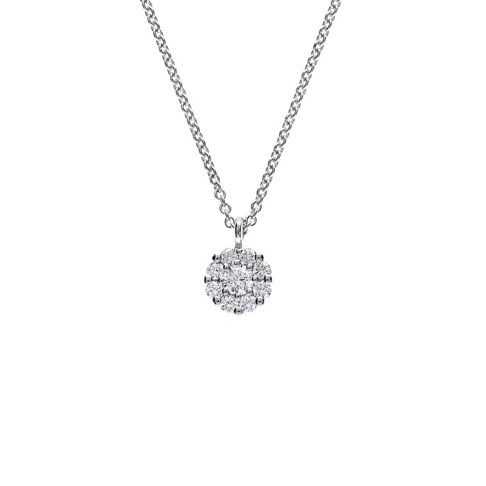 Betteridge 18k White Gold 0.25cttw Diamond 6.5mm Cluster Pendant 17"