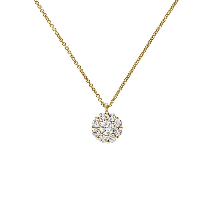Betteridge 18k Yellow Gold 0.36cttw Diamond 7.5mm Cluster Pendant 17"