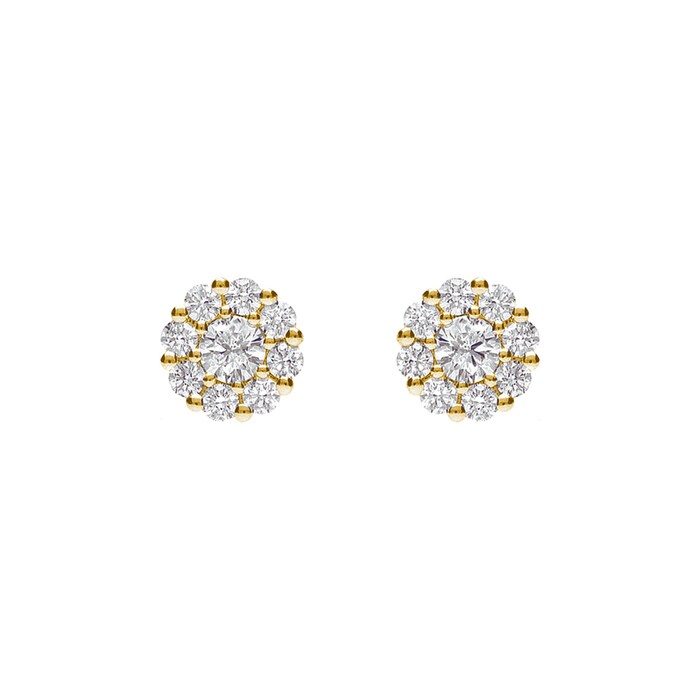 Betteridge 18k Yellow Gold 0.70cttw Diamond 7.5mm Cluster Stud Earrings