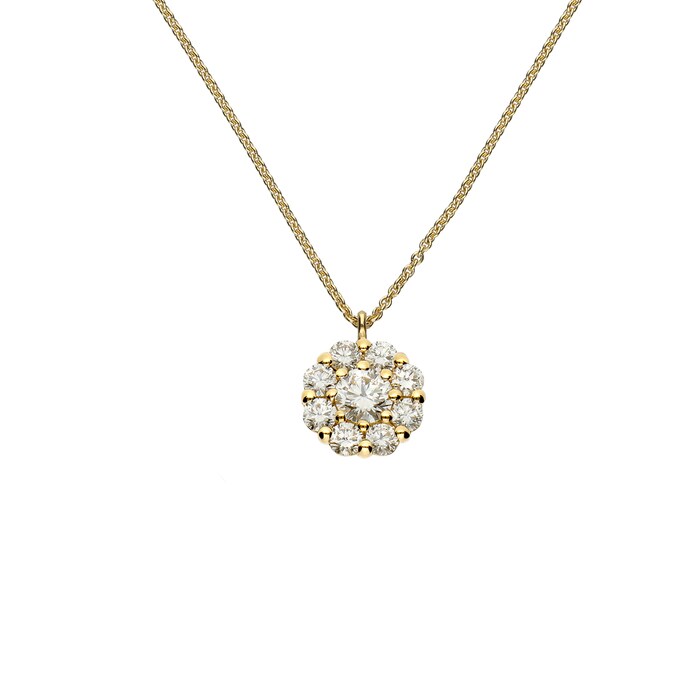 Betteridge 18k Yellow Gold 0.62cttw Diamond 9mm Cluster Pendant 17"