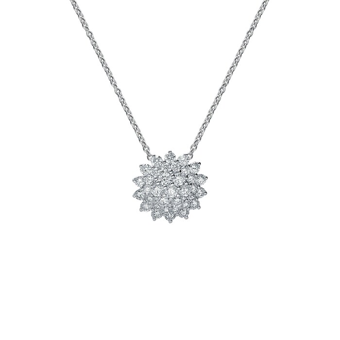 Betteridge 18k White Gold 0.91cttw Diamond 13.5mm Cluster Pendant 17"