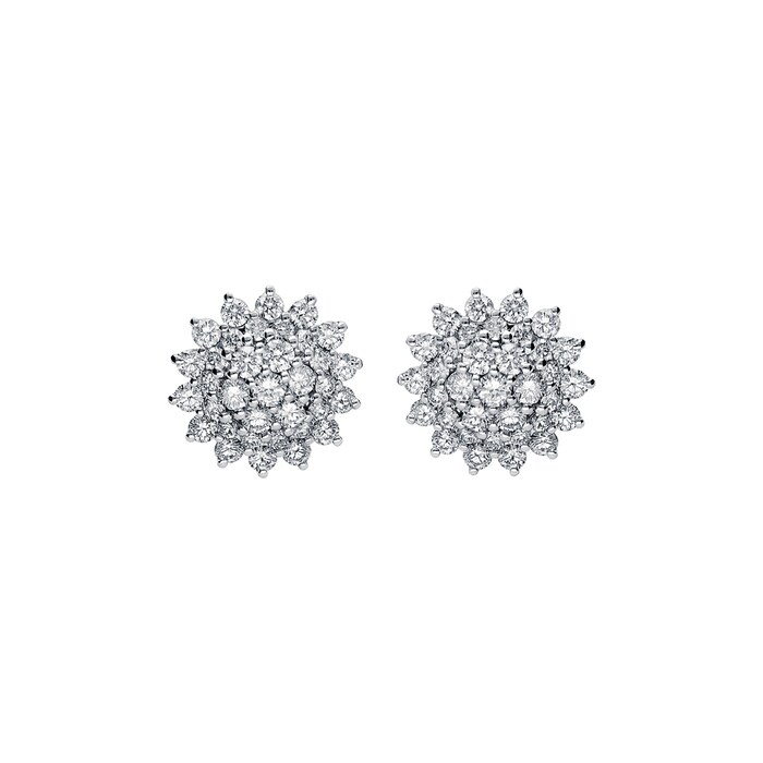Betteridge 18k White Gold 1.52cttw Diamond 12.5mm Cluster Stud Earrings