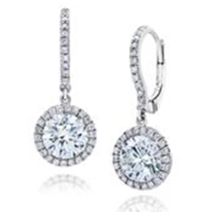 Gem Platinum 18k White Gold 2.40cttw Diamond Halo Drop Earrings