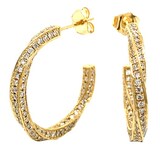 Betteridge 18k Yellow Gold 1.46cttw Pave Diamond Twisted Hoop Earrings