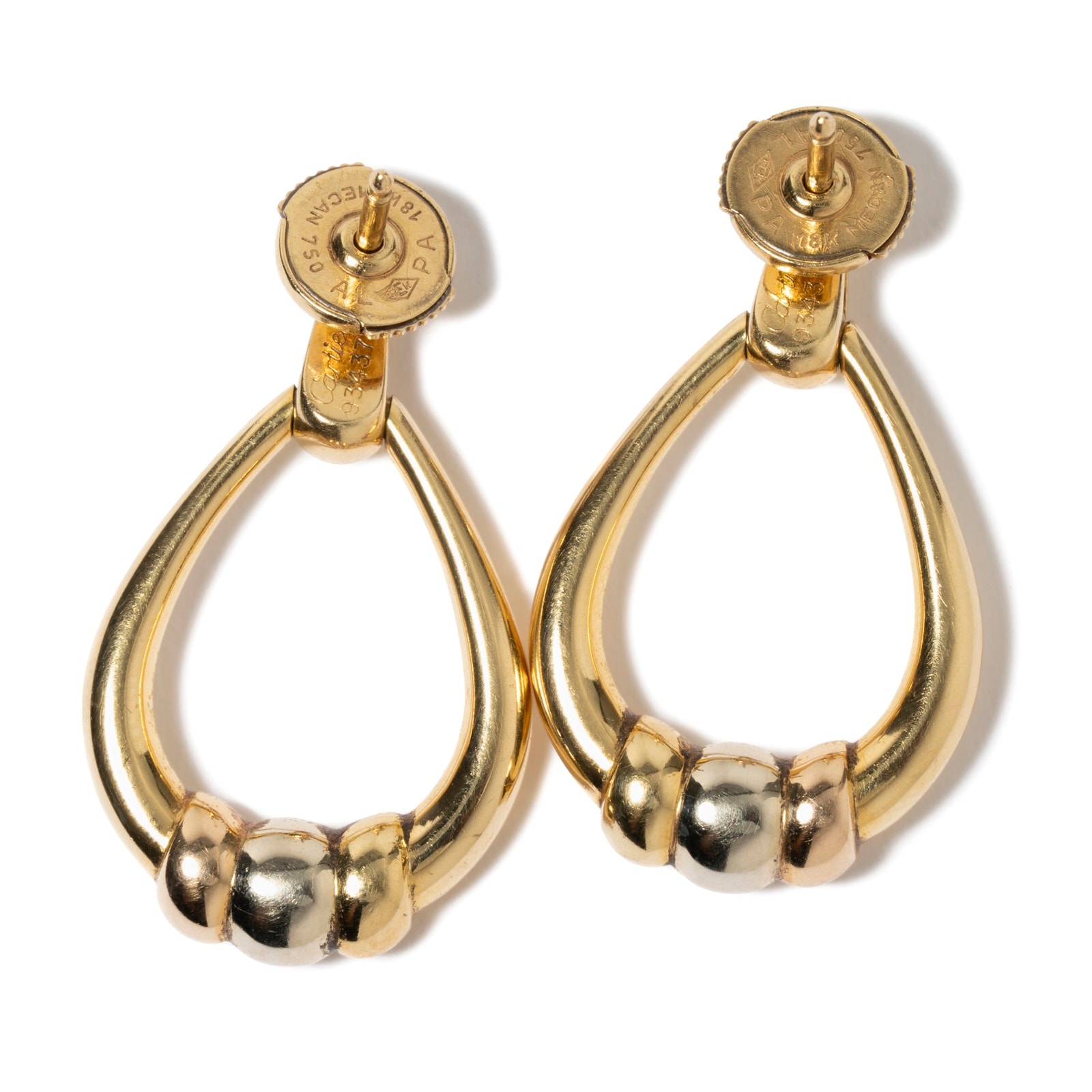 Vintage And Estate Jewelry Vintage 18K Yellow & White Gold Cartier Earrings