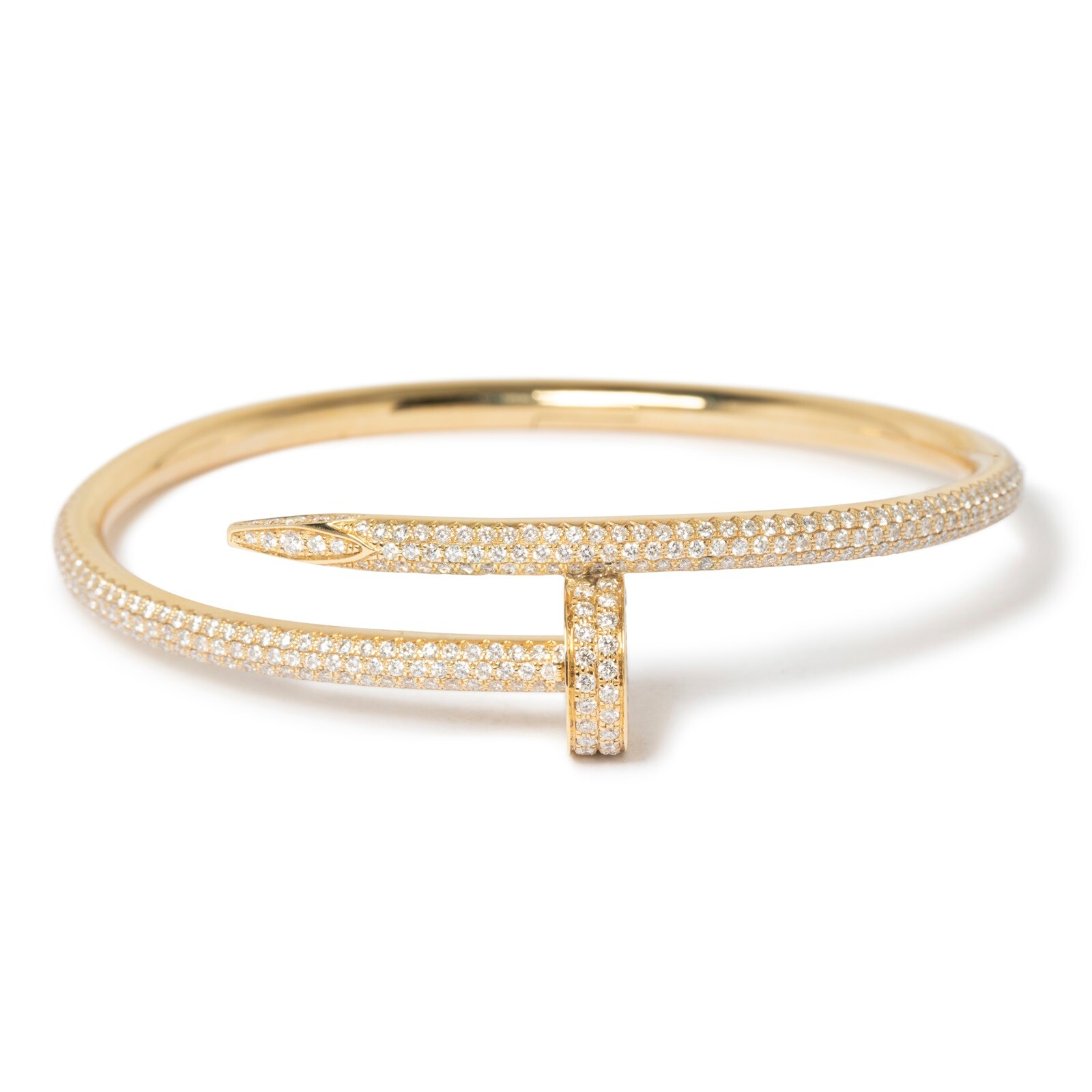 Vintage And Estate Jewelry 18K Yellow Gold Cartier Juste Un Clou Diamond Bracelet - Size 6