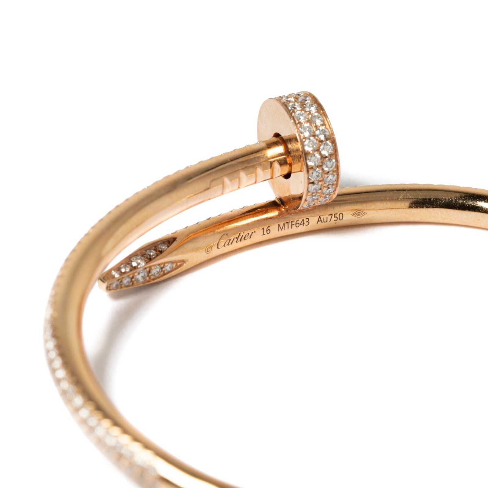 Vintage And Estate Jewelry 18K Yellow Gold Cartier Juste Un Clou Diamond Bracelet - Size 6