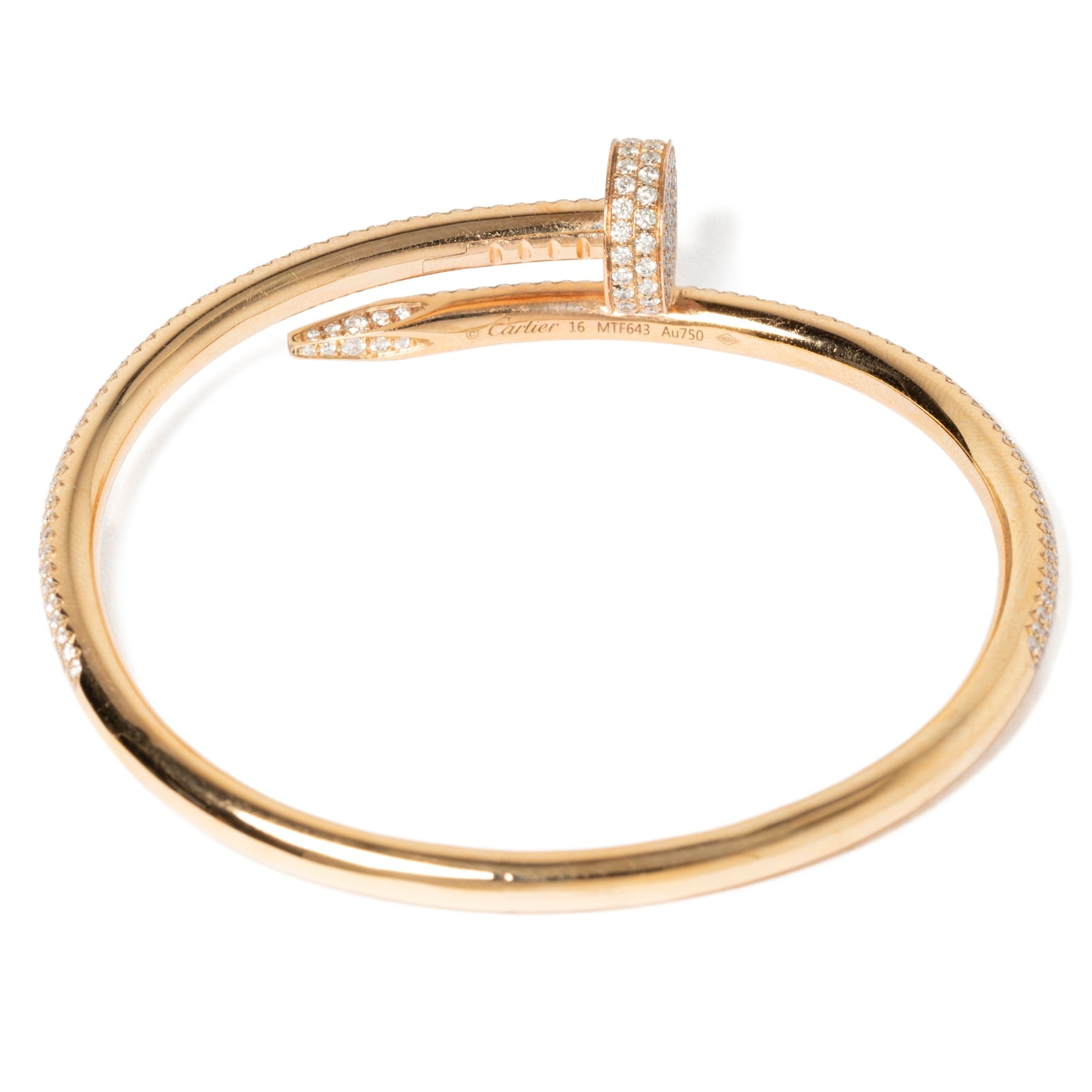 Vintage And Estate Jewelry 18K Yellow Gold Cartier Juste Un Clou Diamond Bracelet - Size 6