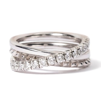 Vintage And Estate Jewelry 18K White Gold Cartier Diamond Contemporary Ring - Size 6