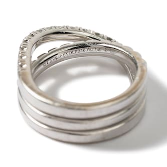 Vintage And Estate Jewelry 18K White Gold Cartier Diamond Contemporary Ring - Size 6