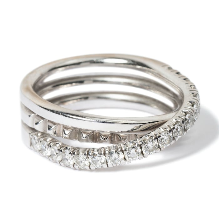 Vintage And Estate Jewelry 18K White Gold Cartier Diamond Contemporary Ring - Size 6