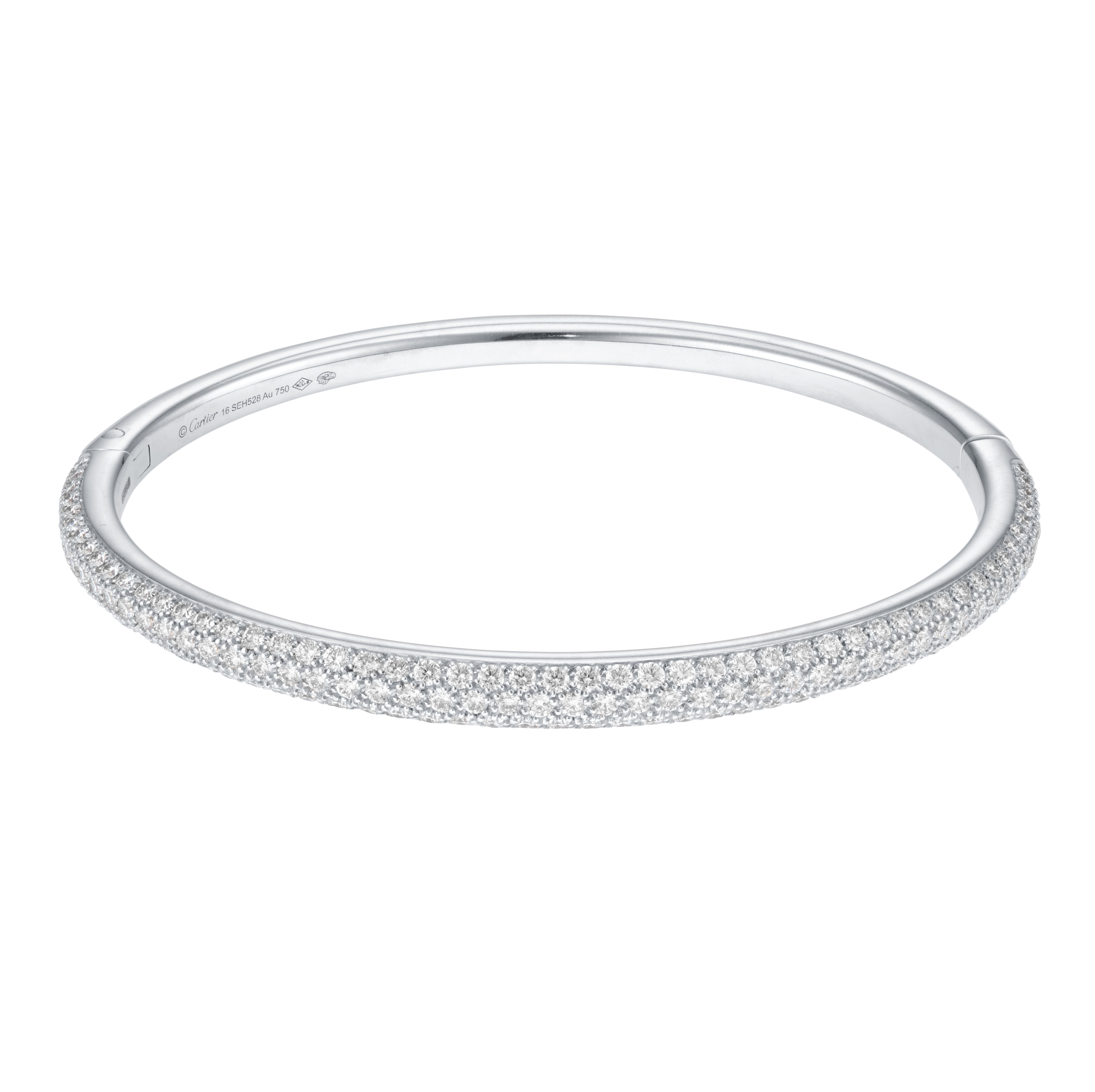 18ct White Gold Cartier Pavé Diamond Bangle image