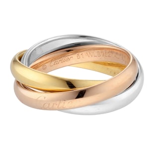 Pre-Owned Cartier Platinum, 18ct Yellow and Rose Gold Cartier Trinity Ring