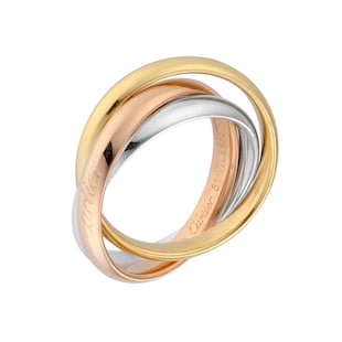 Pre-Owned Cartier Platinum, 18ct Yellow and Rose Gold Cartier Trinity Ring