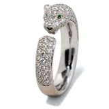 Vintage And Estate Jewelry Contemporary 18K White Gold Cartier 0.95cttw Diamond & 0.01cttw Emerald Ring - Ring Size 6.5