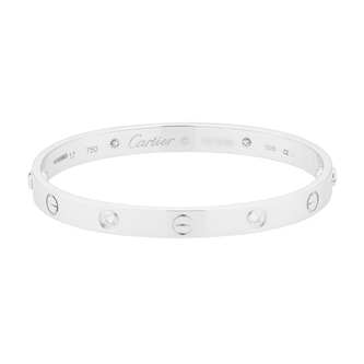 Pre-Owned Cartier 18ct White Gold 0.42 Carat 4 Diamonds Love Bracelet B6026417 - Size 6.75 Pre-Owned Cartier 18ct White Gold 0.42 Carat 4 Diamonds Love Bracelet B6026417 - Size 6.75
