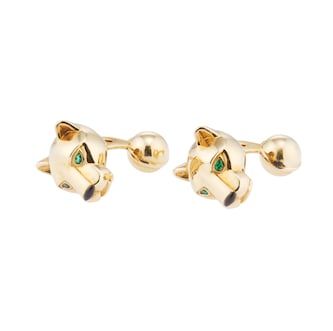 Pre-Owned Cartier 18ct Yellow Gold Multi Colour Stone Pear Tsavorite Panthere De Cufflinks Pre-Owned Cartier 18ct Yellow Gold Multi Colour Stone Pear Tsavorite Panthere De Cufflinks