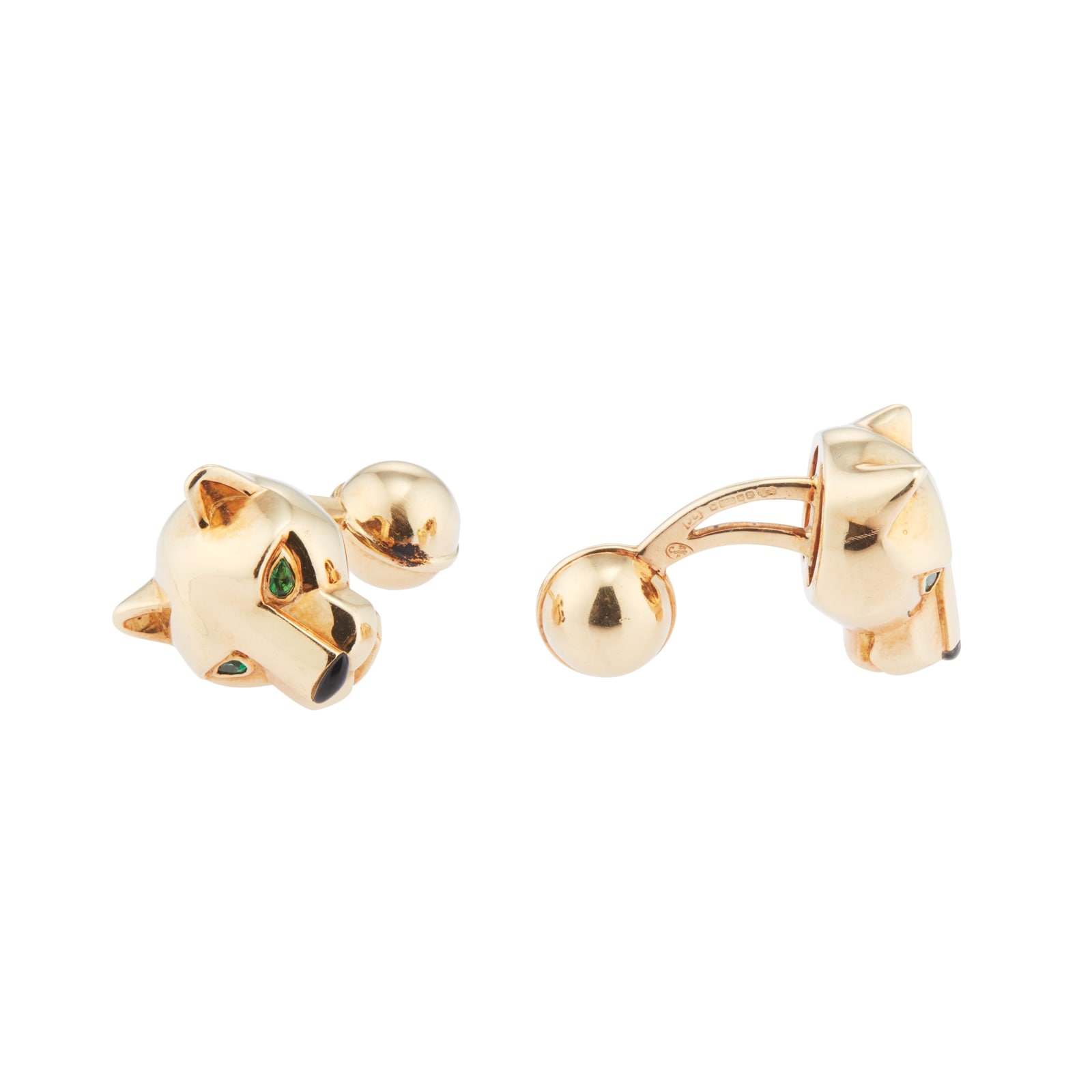 Pre-Owned Cartier 18ct Yellow Gold Multi Colour Stone Pear Tsavorite Panthere De Cufflinks