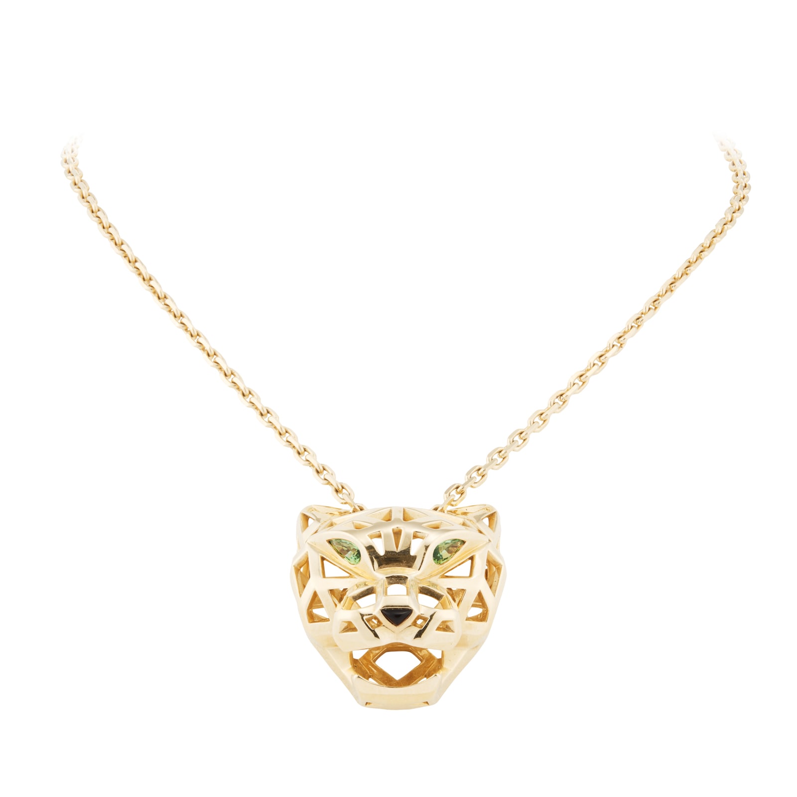 18ct Yellow Gold Multi Colour Stone Pear Tsavorite Panthere De Necklace - 22in image