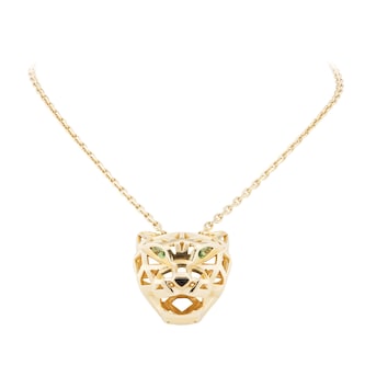Pre-Owned Cartier 18ct Yellow Gold Multi Colour Stone Pear Tsavorite Panthere De Necklace - 22in Pre-Owned Cartier 18ct Yellow Gold Multi Colour Stone Pear Tsavorite Panthere De Necklace - 22in