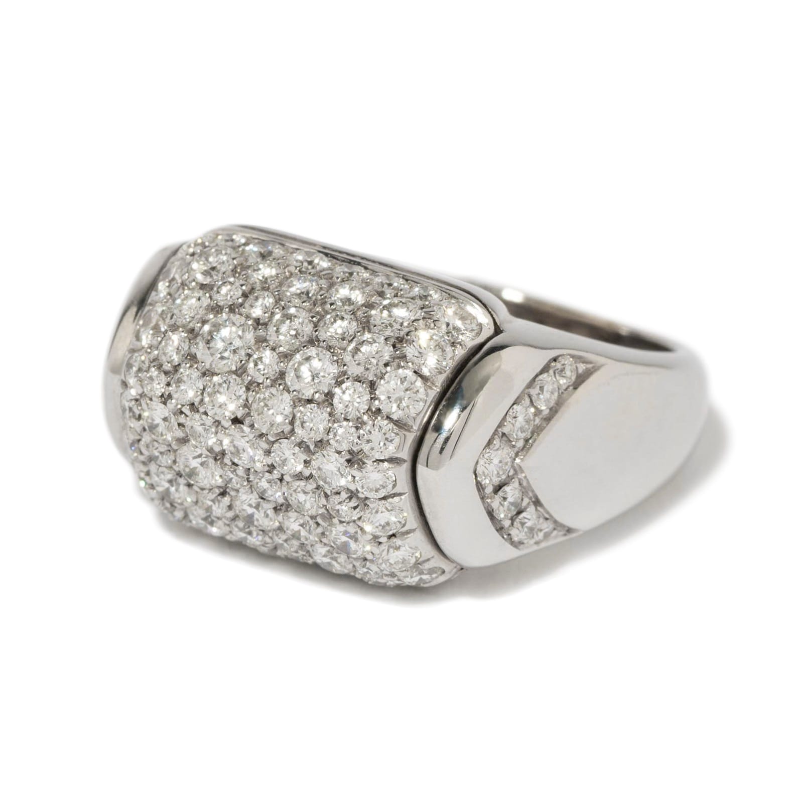 Vintage And Estate Jewelry Contemporary 18K White Gold Bulgari Diamond Ring - Size 5.25