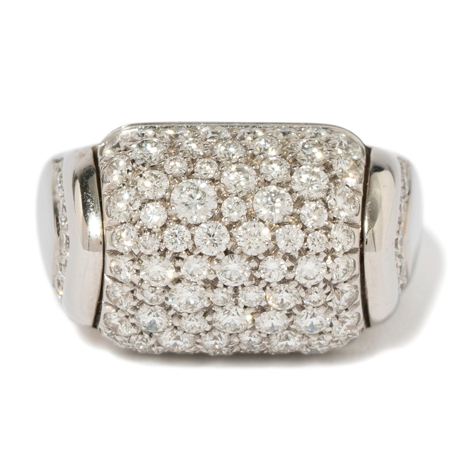 Vintage And Estate Jewelry Contemporary 18K White Gold Bulgari Diamond Ring - Size 5.25