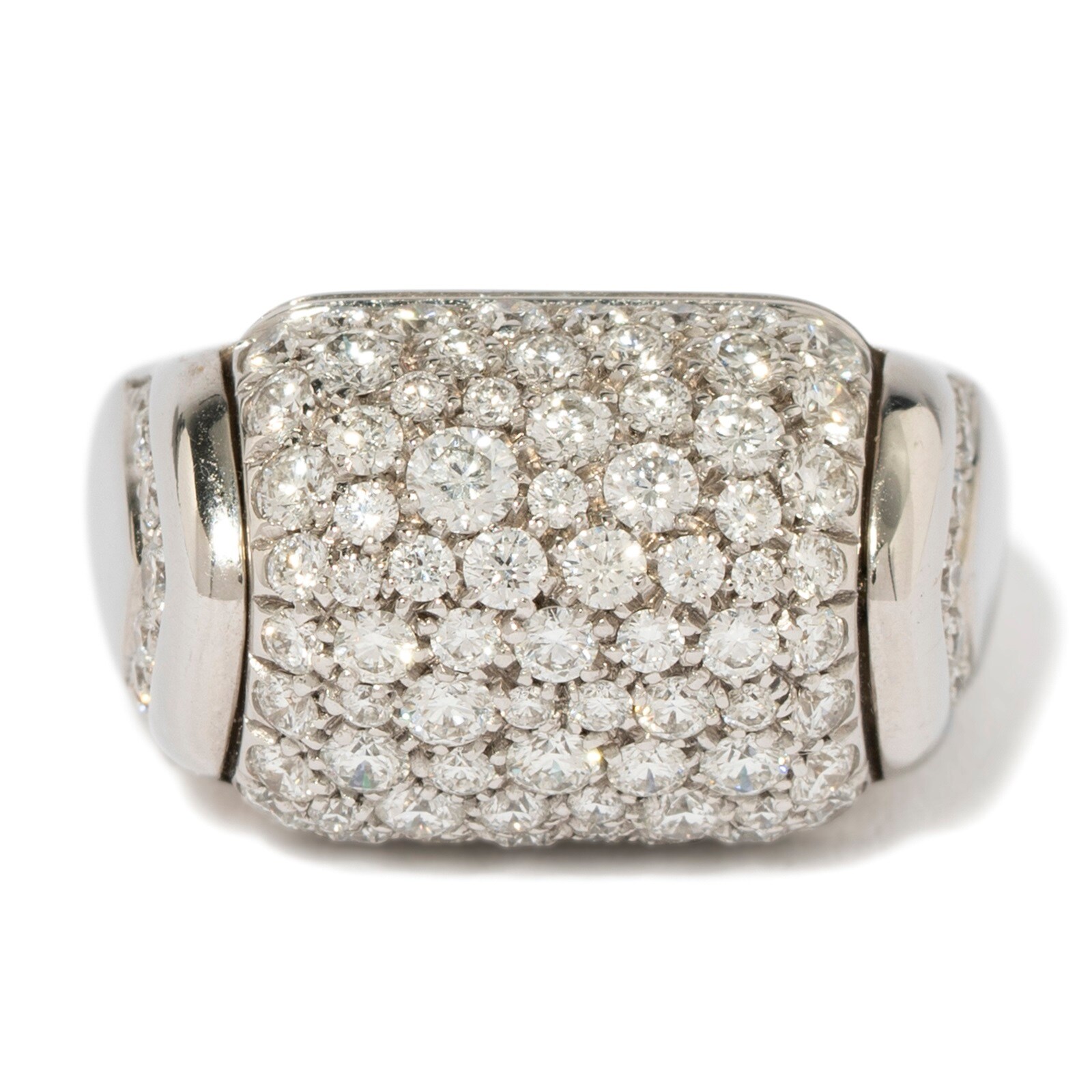 Vintage And Estate Jewelry Contemporary 18K White Gold Bulgari Diamond Ring - Size 5.25