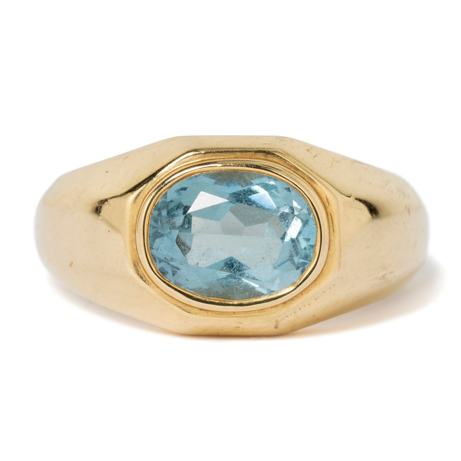 Vintage And Estate Jewelry Vintage 18K Yellow Gold Bulgari Topaz Ring - Size 7