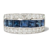Vintage And Estate Jewelry Vintage Bulgari Platinum Sapphire & Diamond Band Ring - Size 8.75
