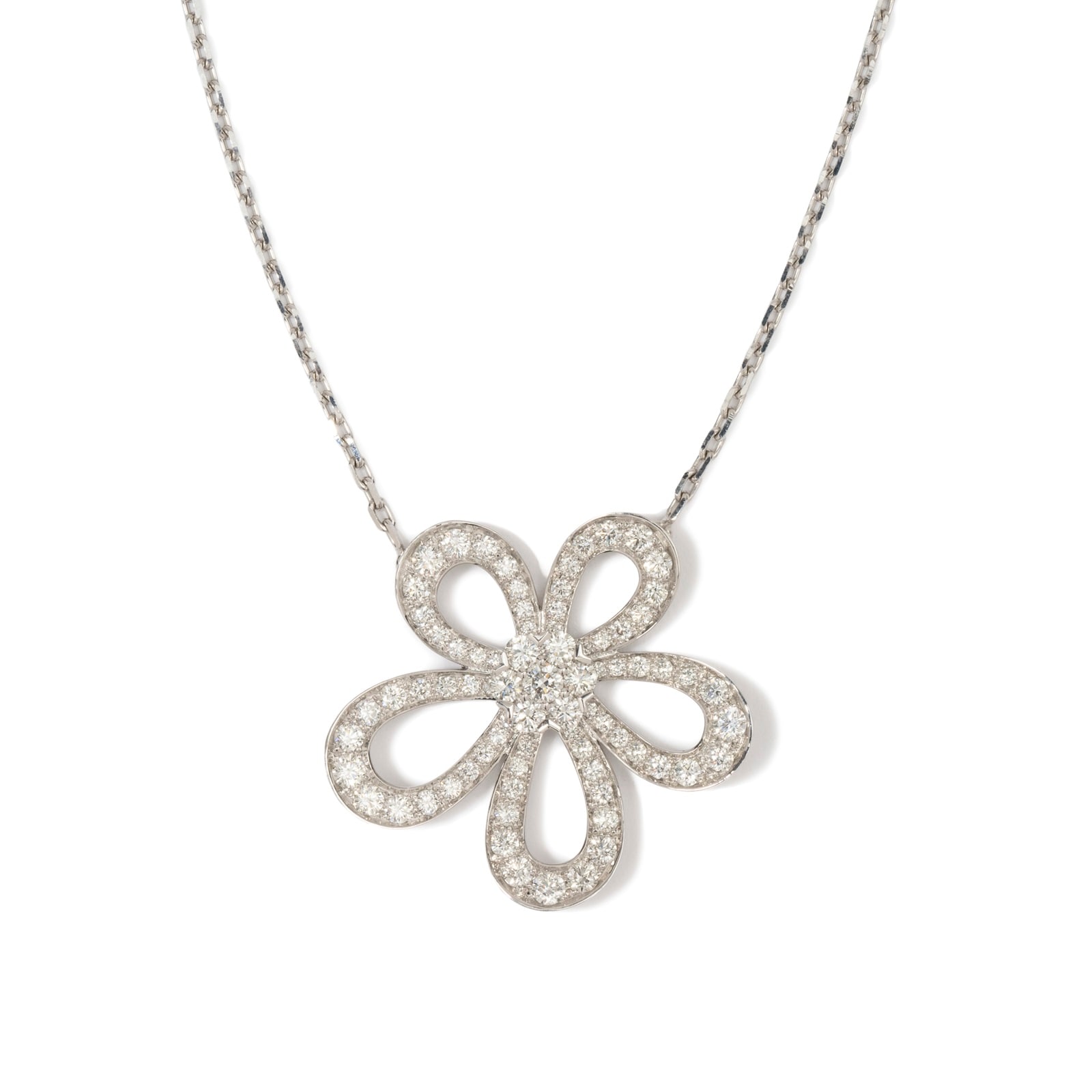 Vintage And Estate Jewelry Contemporary 18K White Gold Van Cleef & Arpels Diamond Necklace Vintage And Estate Jewelry Contemporary 18K White Gold Van Cleef & Arpels Diamond Necklace