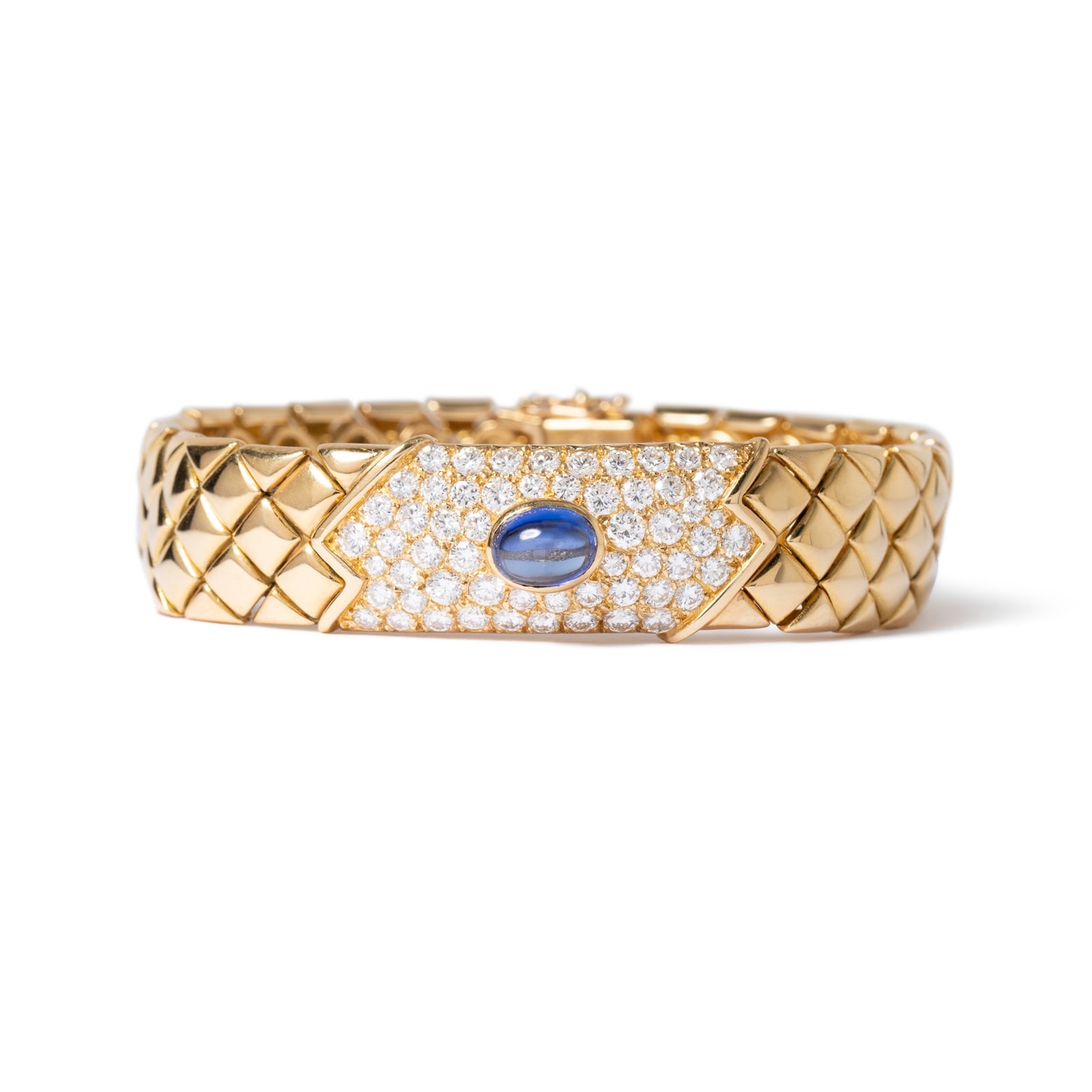 Vintage And Estate Jewelry Vintage 18K Yellow Gold Van Cleef & Arpels Sapphire & Diamond Bracelet - Size 7.25