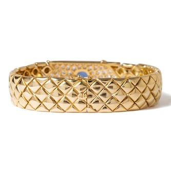 Vintage And Estate Jewelry Vintage 18K Yellow Gold Van Cleef & Arpels Sapphire & Diamond Bracelet - Size 7.25 Vintage And Estate Jewelry Vintage 18K Yellow Gold Van Cleef & Arpels Sapphire & Diamond Bracelet - Size 7.25