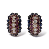 Vintage And Estate Jewelry Vintage 18K Yellow & Rose Gold Van Cleef & Arpels Diamond & Multi-Color Stone Earrings