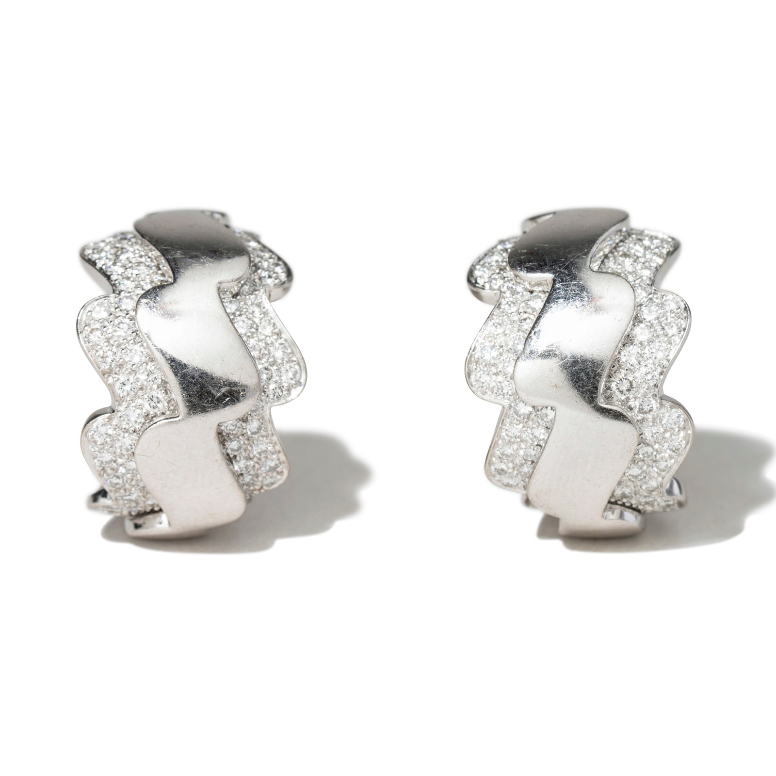 Vintage And Estate Jewelry Vintage Van Cleef & Arpels 18K White Gold Diamond Clip On Earrings
