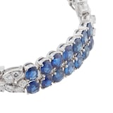 Pre-Owned Van Cleef & Arpels Platinum 3.51ct Precious Sapphire Baguette Round Diamonds Bracelet - Size 6.5
