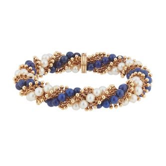 Pre-Owned Van Cleef & Arpels 18ct Yellow Gold Multi Colour Bracelet - Size 7.5 Pre-Owned Van Cleef & Arpels 18ct Yellow Gold Multi Colour Bracelet - Size 7.5
