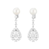 Pre-Owned Van Cleef & Arpels Platinum 6.42ct Pear, Round Shape Diamonds Pearl Earrings