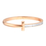 Pre-Owned Tiffany & Co. 18ct Rose Gold Tiffany T1 Wide Baguette Diamond Hinged Bangle