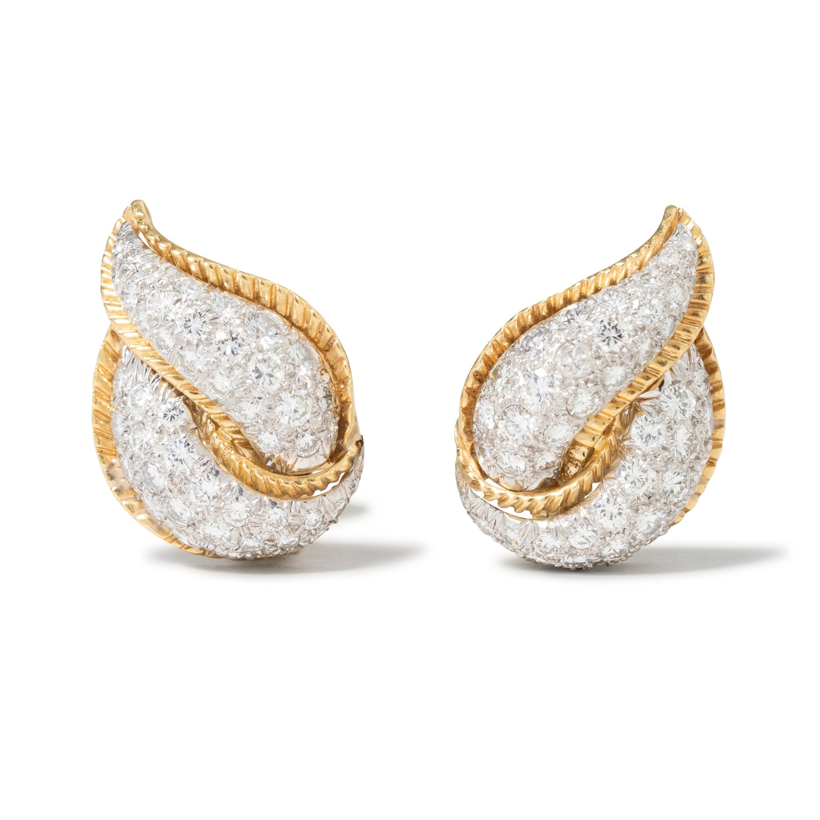 Vintage And Estate Jewelry Vintage 18K Yellow Gold Tiffany 5.30cttw Diamond Stud Earrings
