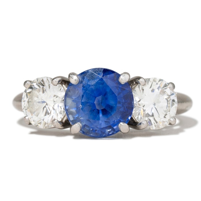 Vintage And Estate Jewelry Vintage Platinum Tiffany 2.00cttw Diamond & 3.50cttw Sapphire Ring - Ring Size 8.5