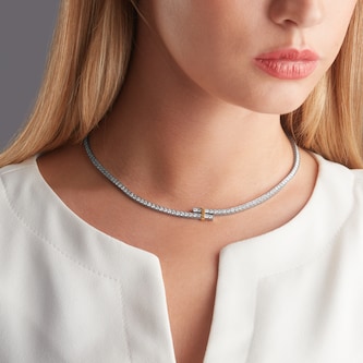Pre-Owned Tiffany & Co Platinum & 18ct Yellow Gold 5.64 Carat Diamonds Tennis Necklace - 16in Pre-Owned Tiffany & Co Platinum & 18ct Yellow Gold 5.64 Carat Diamonds Tennis Necklace - 16in