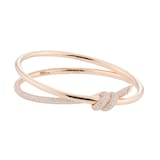 Pre-Owned Tiffany & Co 18ct Rose Gold Tiffany Knot Double Row Diamond Hinged Bangle  - Size 5.5
