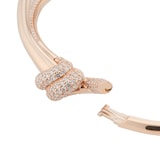 Pre-Owned Tiffany & Co 18ct Rose Gold Tiffany Knot Double Row Diamond Hinged Bangle  - Size 5.5