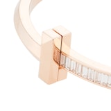 Pre-Owned Tiffany & Co 18ct Rose Gold Tiffany T T1 Wide Baguette Diamond Hinged Bracelet - Size 7
