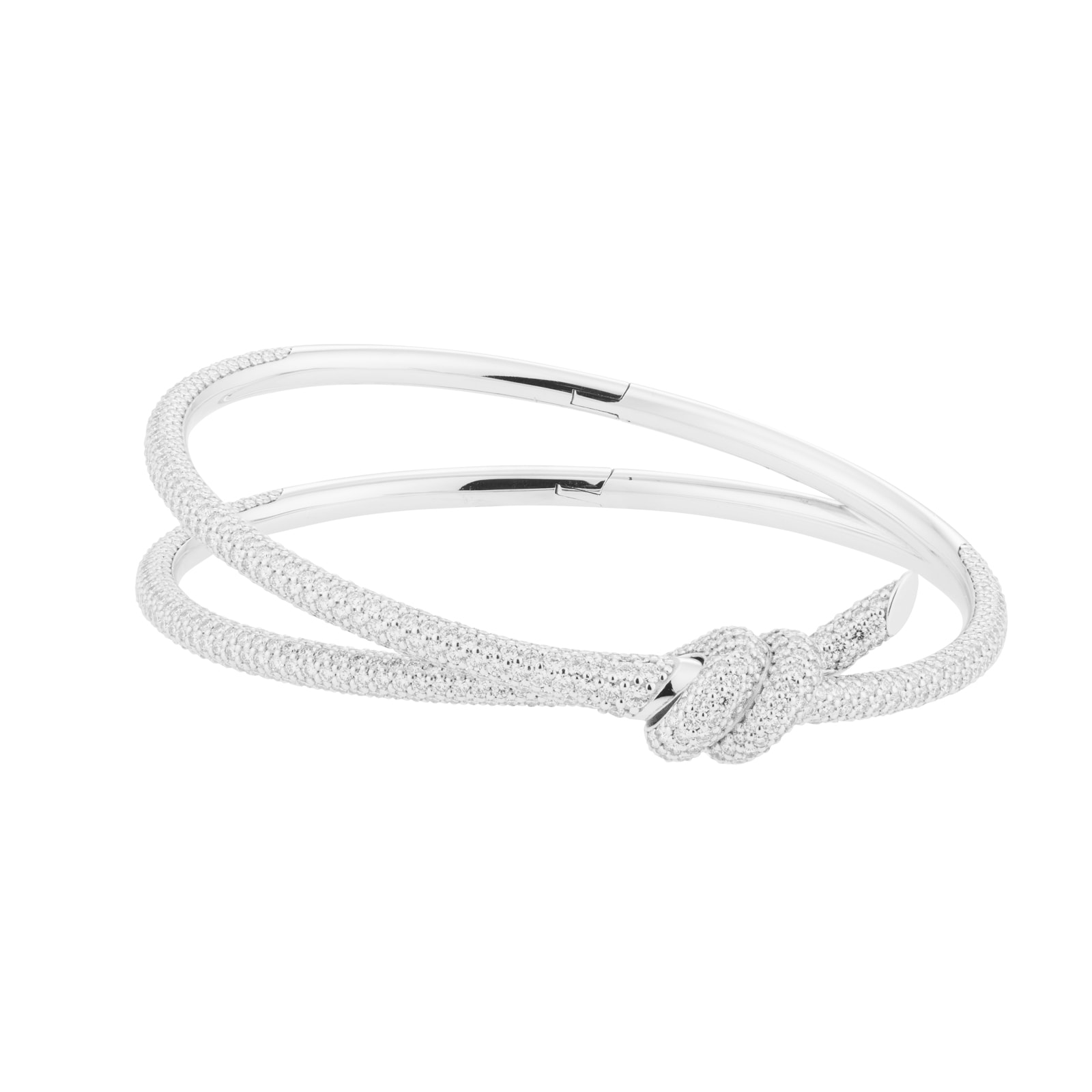 18ct White Gold Tiffany Knot Double Row Diamond Bracelet