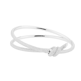 Pre-Owned Tiffany & Co 18ct White Gold Tiffany Knot Double Row Diamond Bracelet - Size 6.25 Pre-Owned Tiffany & Co 18ct White Gold Tiffany Knot Double Row Diamond Bracelet - Size 6.25