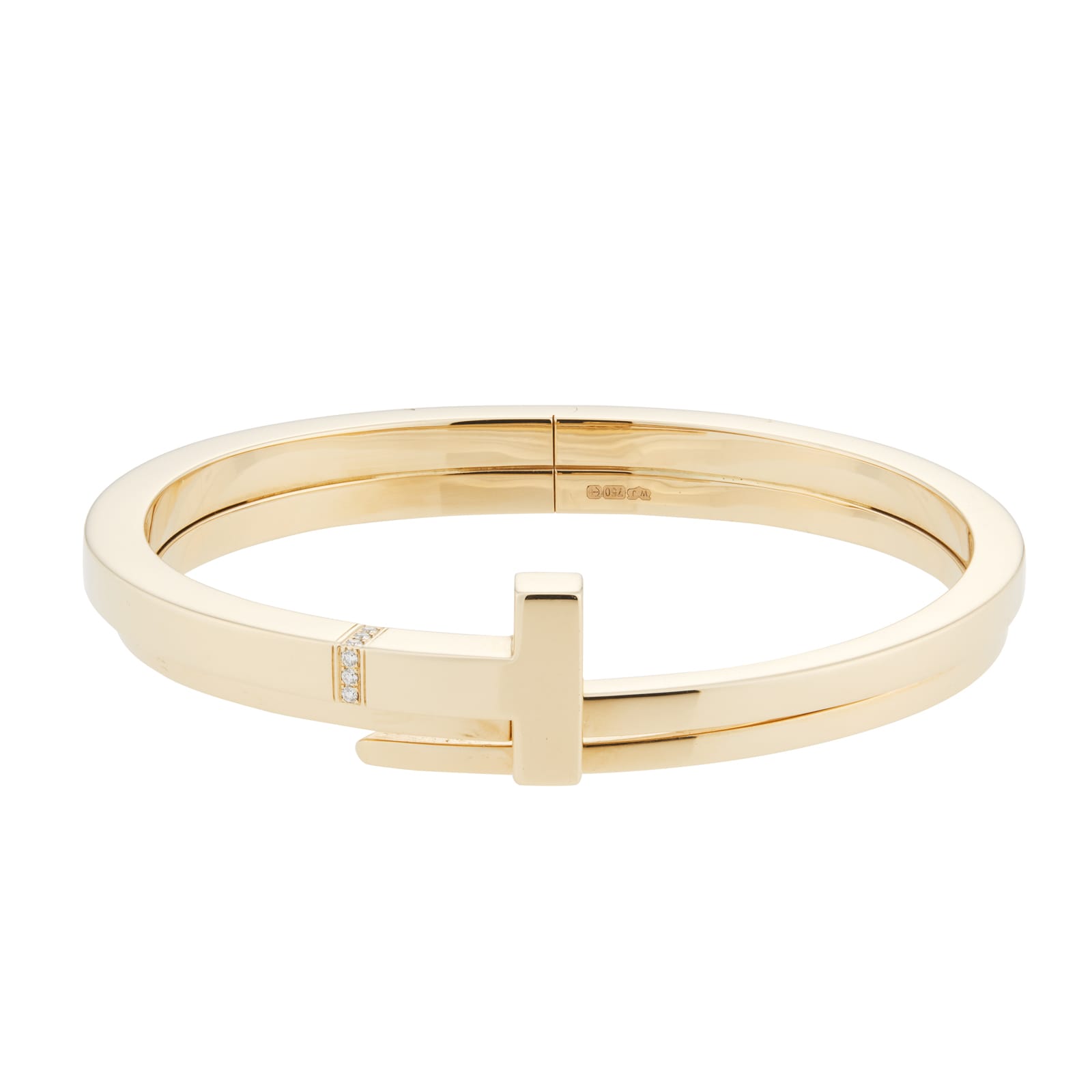 18ct Yellow Gold T Square Diamond Wrap Cuff Bracelet