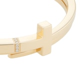 Pre-Owned Tiffany & Co 18ct Yellow Gold T Square Diamond Wrap Cuff Bracelet - Size 7
