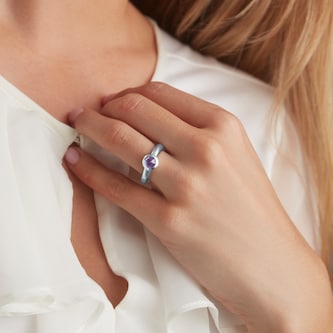 Pre-Owned Tiffany & Co 18ct White Gold 0.45ct Amethyst Diamond Ring - Ring Size 6 Pre-Owned Tiffany & Co 18ct White Gold 0.45ct Amethyst Diamond Ring - Ring Size 6